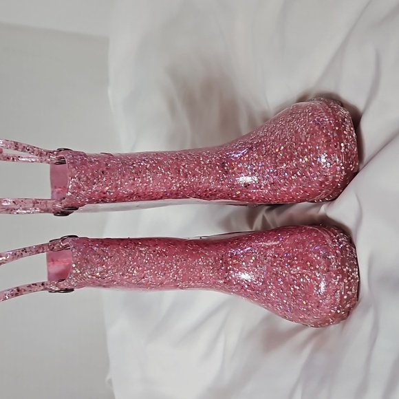 WESTERN CHIEF CONFETTI SHIMMER GLITTER GIRLS RAIN BOOT SIZE 5 IN PINK - Picture 5 of 8